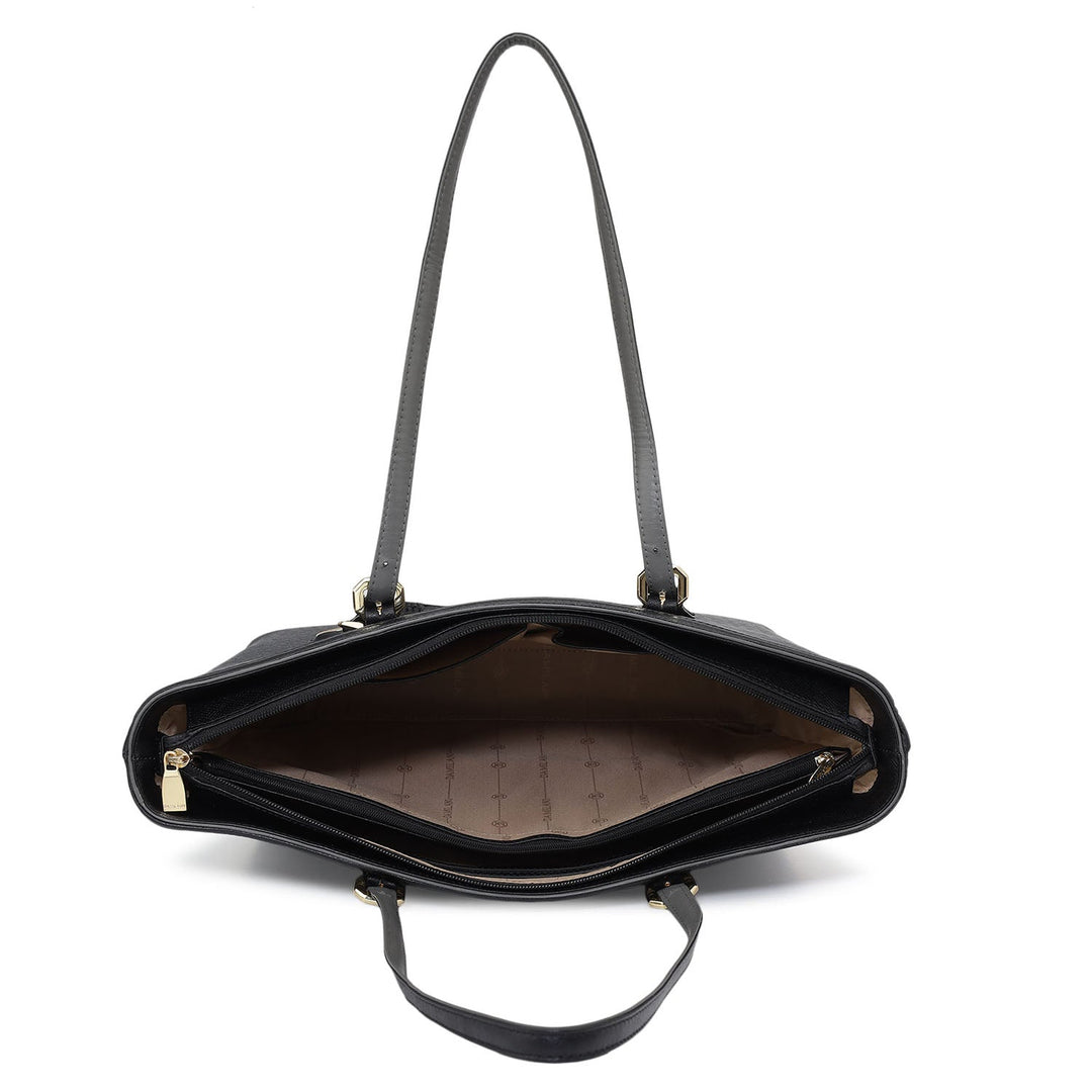 Medium Monogram Leather Tote - Black