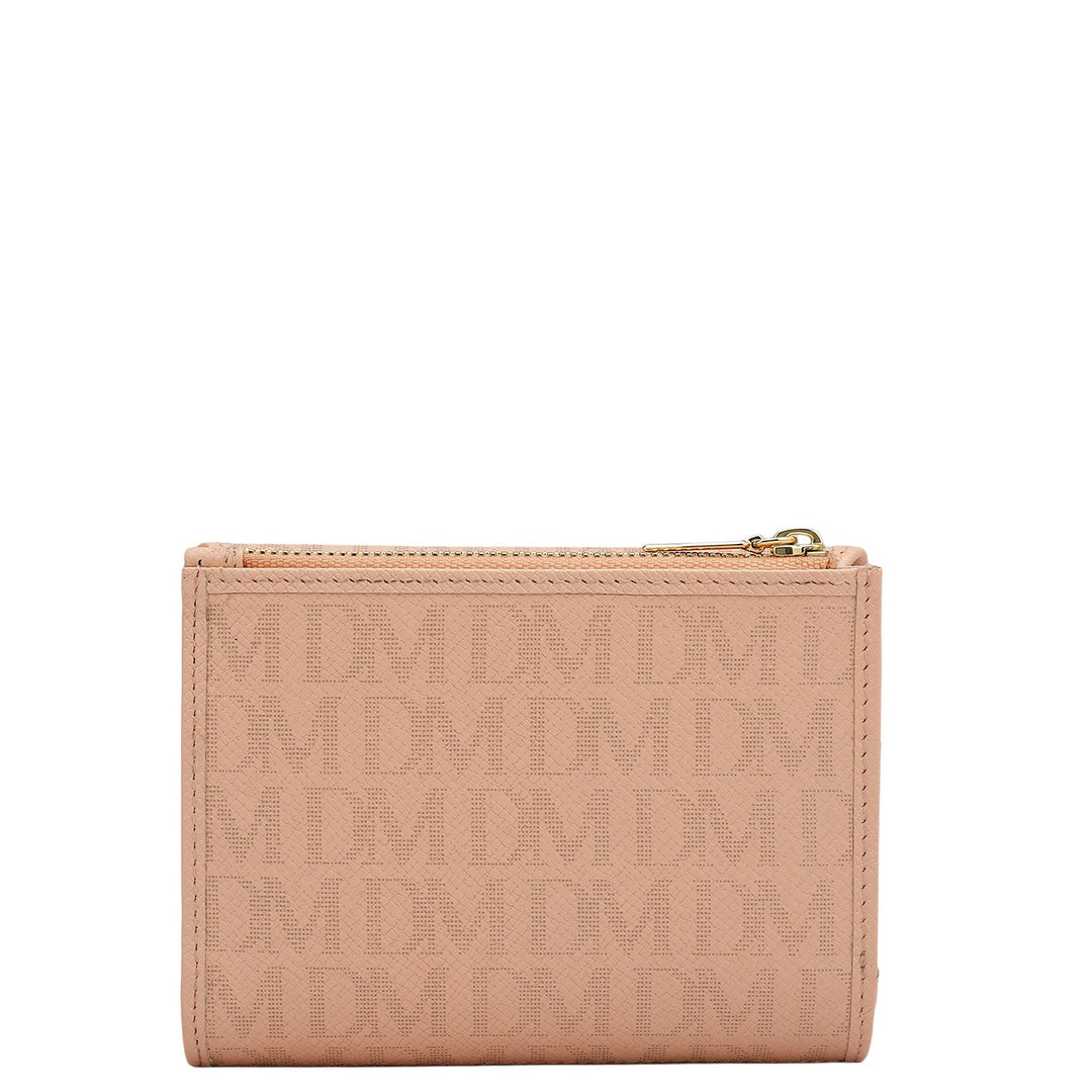 Monogram Leather Ladies Wallet - Peach