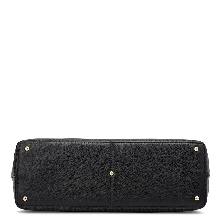 Medium Monogram Leather Tote - Black