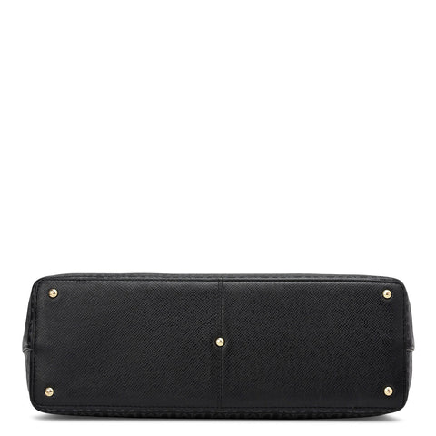 Medium Monogram Leather Tote - Black