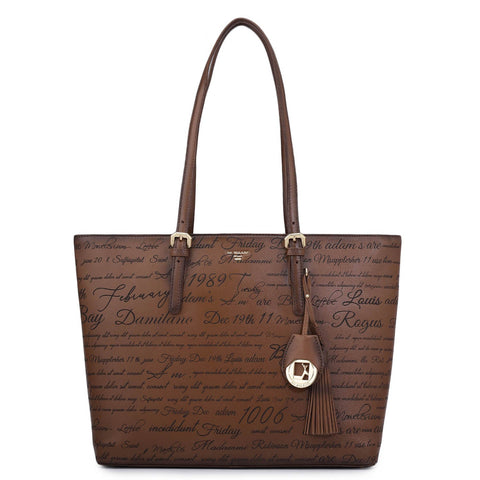 Medium Signato Leather Tote - Cognac