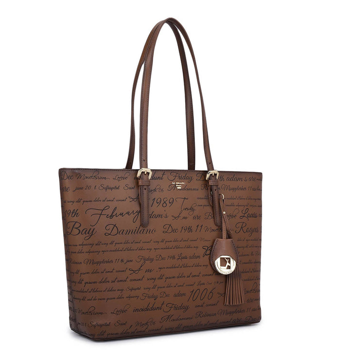 Medium Signato Leather Tote - Cognac