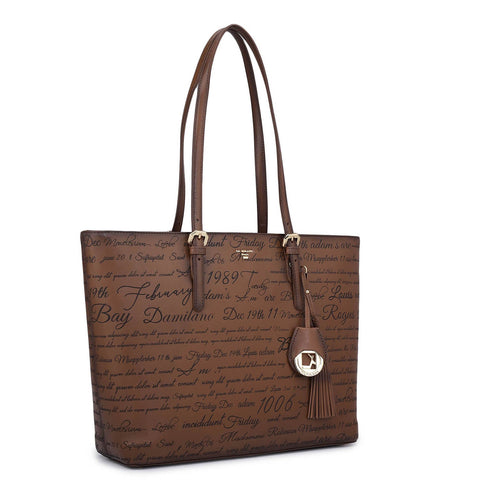 Medium Signato Leather Tote - Cognac