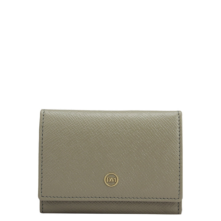 4 Slots Leather Card Case - Stone Grey