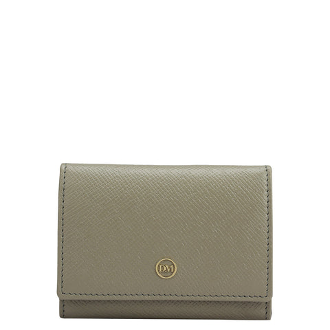 4 Slots Leather Card Case - Stone Grey