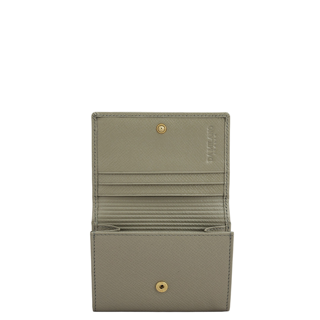 4 Slots Leather Card Case - Stone Grey