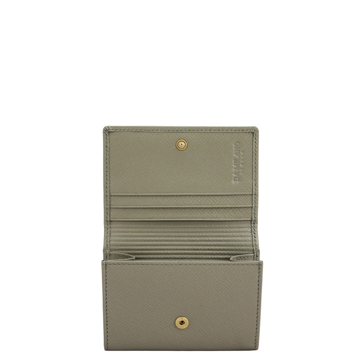 4 Slots Leather Card Case - Stone Grey