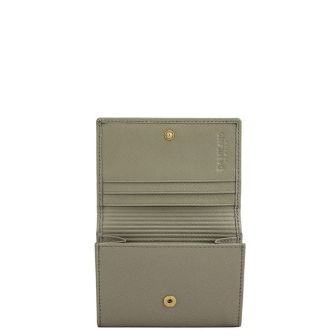4 Slots Leather Card Case - Stone Grey