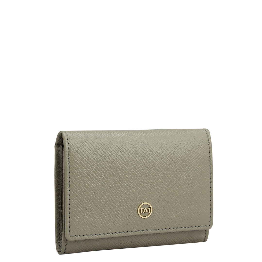 4 Slots Leather Card Case - Stone Grey