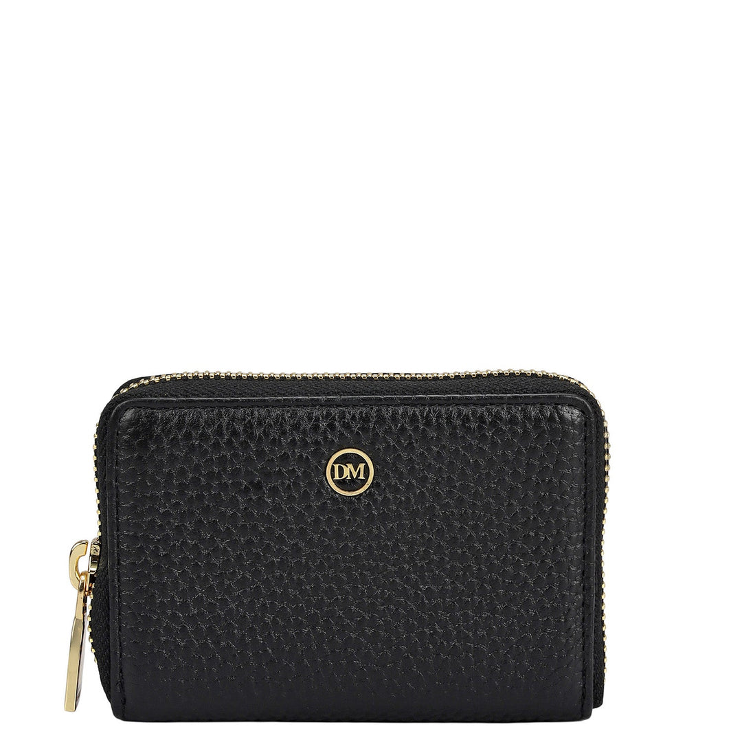 6 Slots Wax Leather Card Case - Black