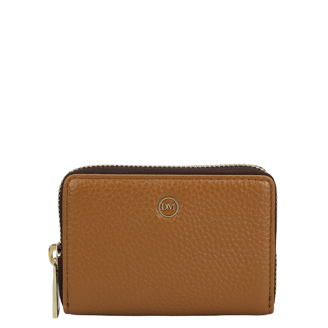 6 Slots Wax Leather Card Case - Caramel