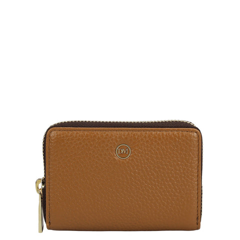 6 Slots Wax Leather Card Case - Caramel