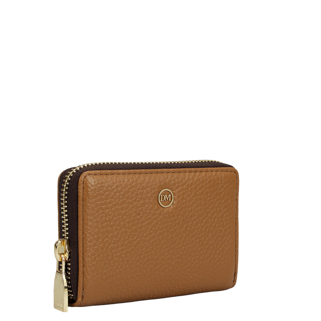 6 Slots Wax Leather Card Case - Caramel