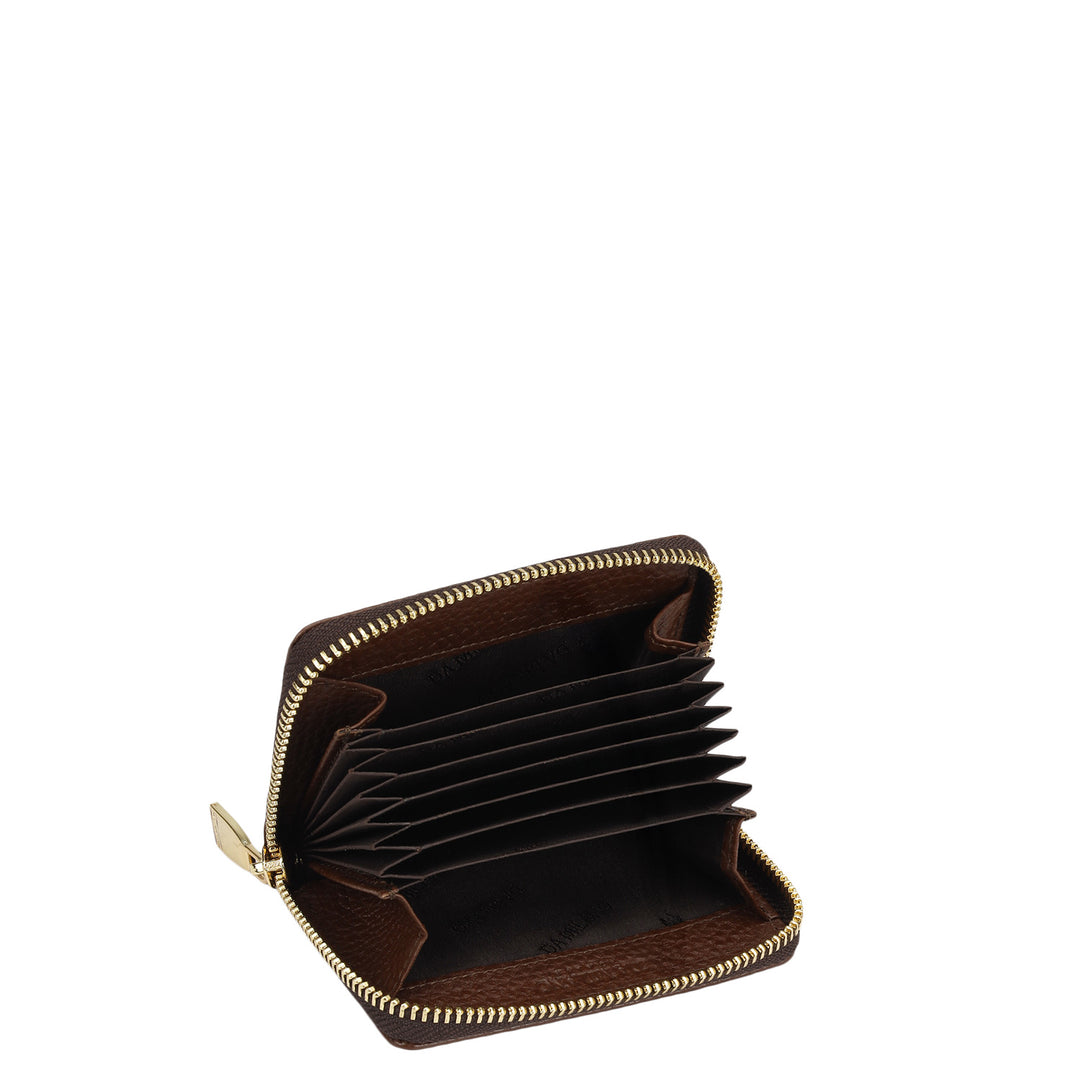 6 Slots Wax Leather Card Case - Espresso