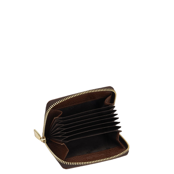 6 Slots Wax Leather Card Case - Espresso