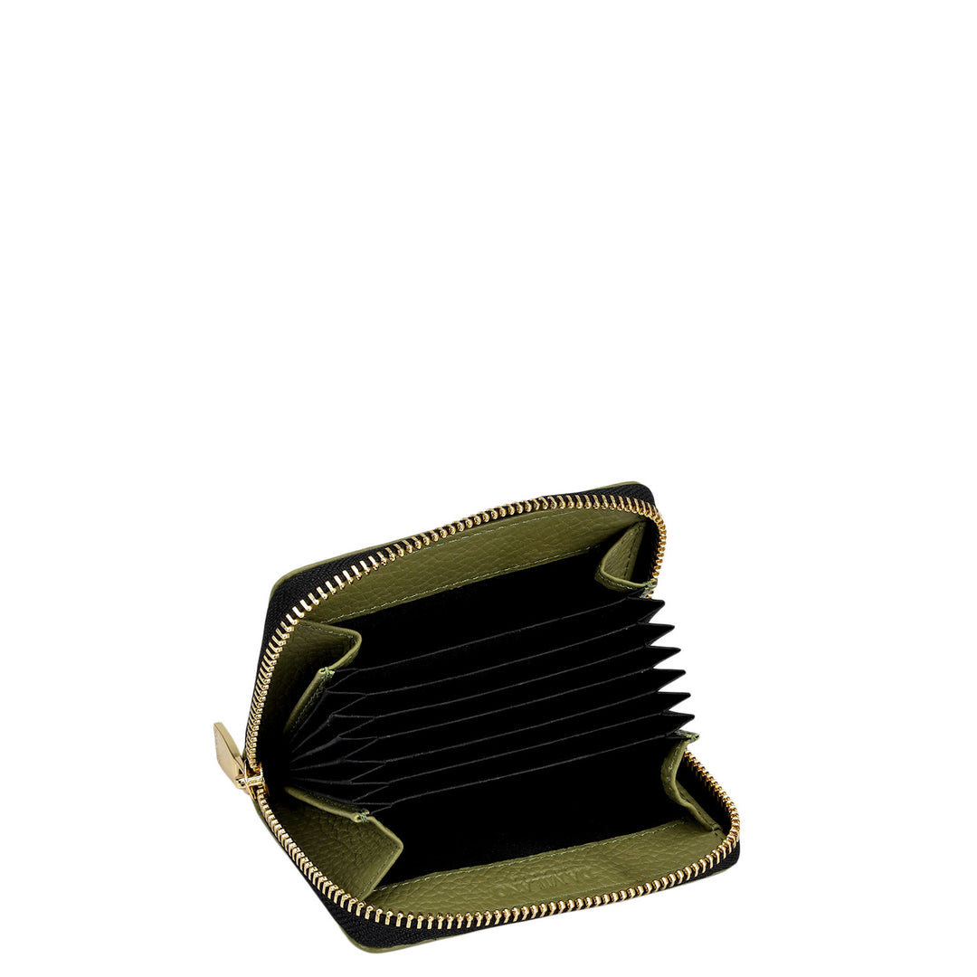 6 Slots Wax Leather Card Case - Fern