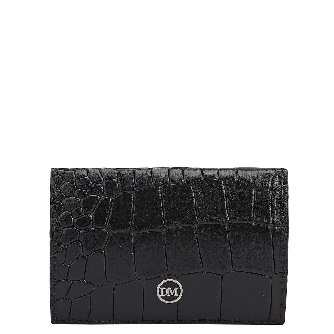 Croco Leather Card Case - Black