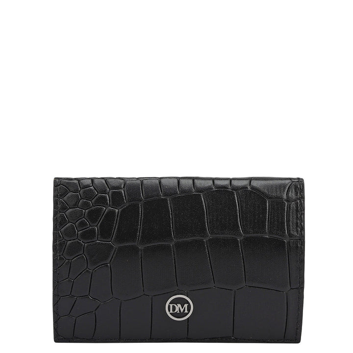 Croco Leather Card Case - Black