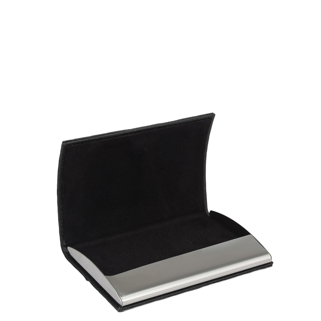 Croco Leather Card Case - Black