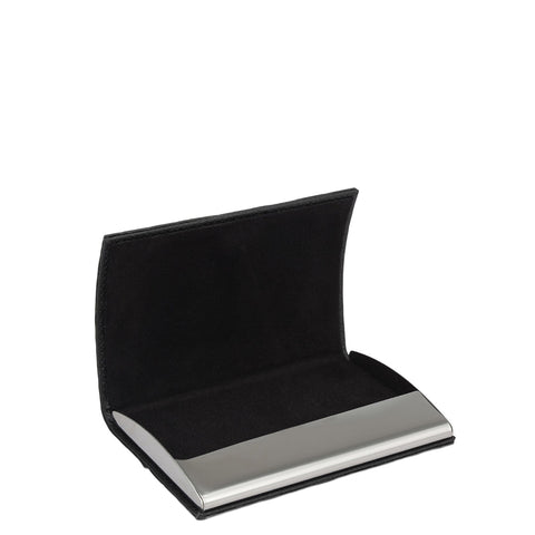 Croco Leather Card Case - Black