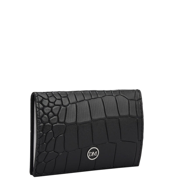Croco Leather Card Case - Black