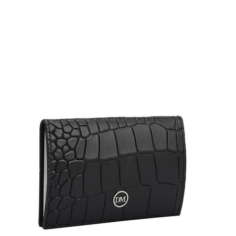 Croco Leather Card Case - Black