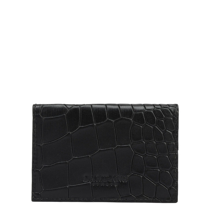 Croco Leather Card Case - Black