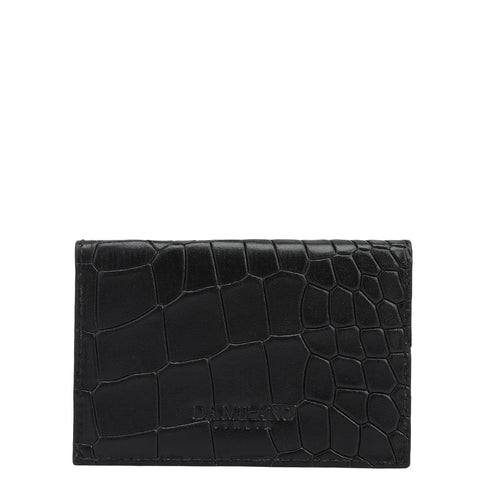 Croco Leather Card Case - Black