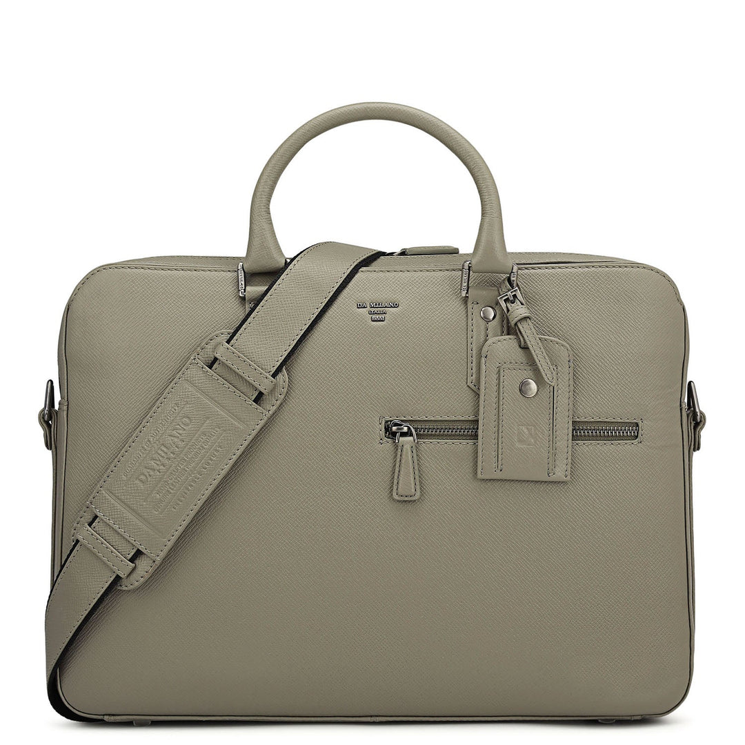 Franzy Leather Laptop Bag - Stone Grey