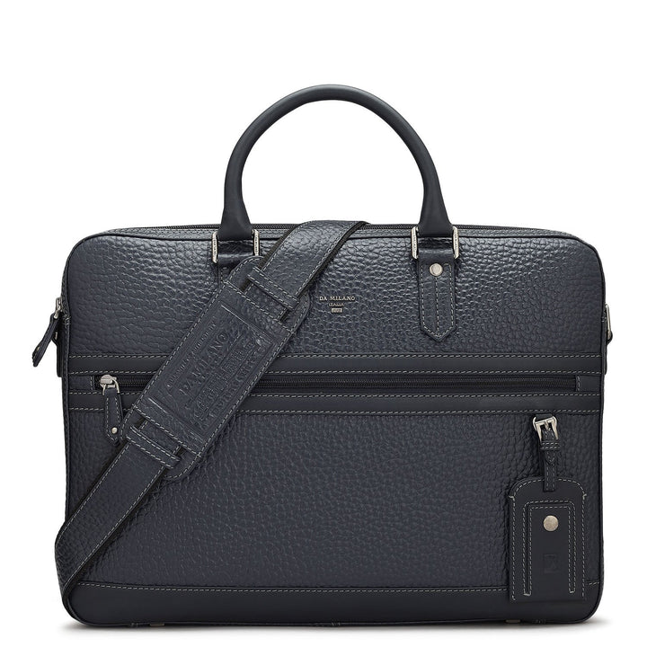 Dark Blue Bub Leather Laptop Bag - Upto 16"