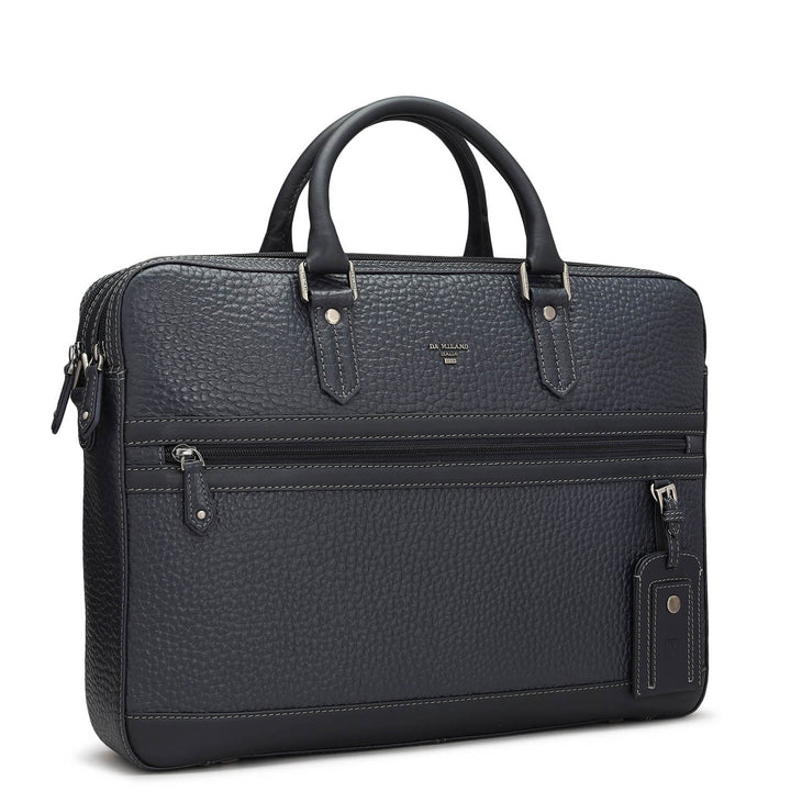 Dark Blue Bub Leather Laptop Bag - Upto 16"