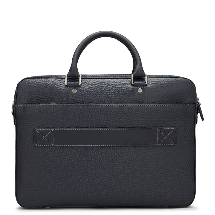 Dark Blue Bub Leather Laptop Bag - Upto 16"