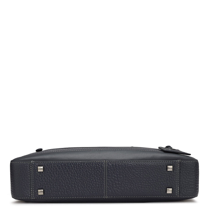 Dark Blue Bub Leather Laptop Bag - Upto 16"