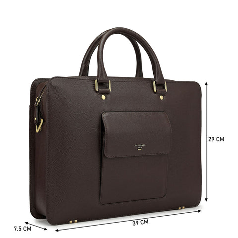 Chocolate Franzy Leather Computer Bag - Upto 15"