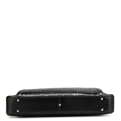 Black Croco Leather Computer Bag - Upto 14