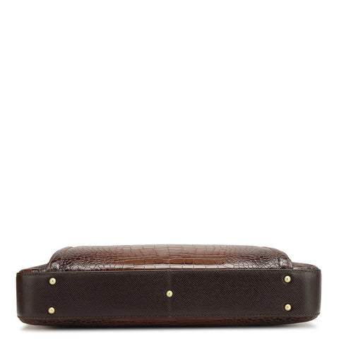 Brown Croco Leather Computer Bag - Upto 14