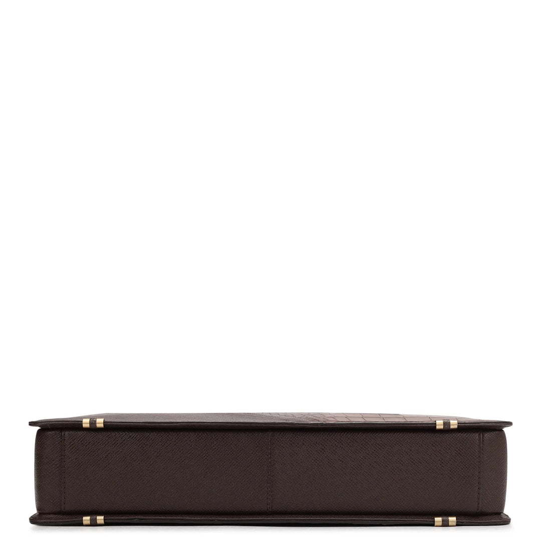 Brown Croco Franzy Leather Computer Bag - Upto 15