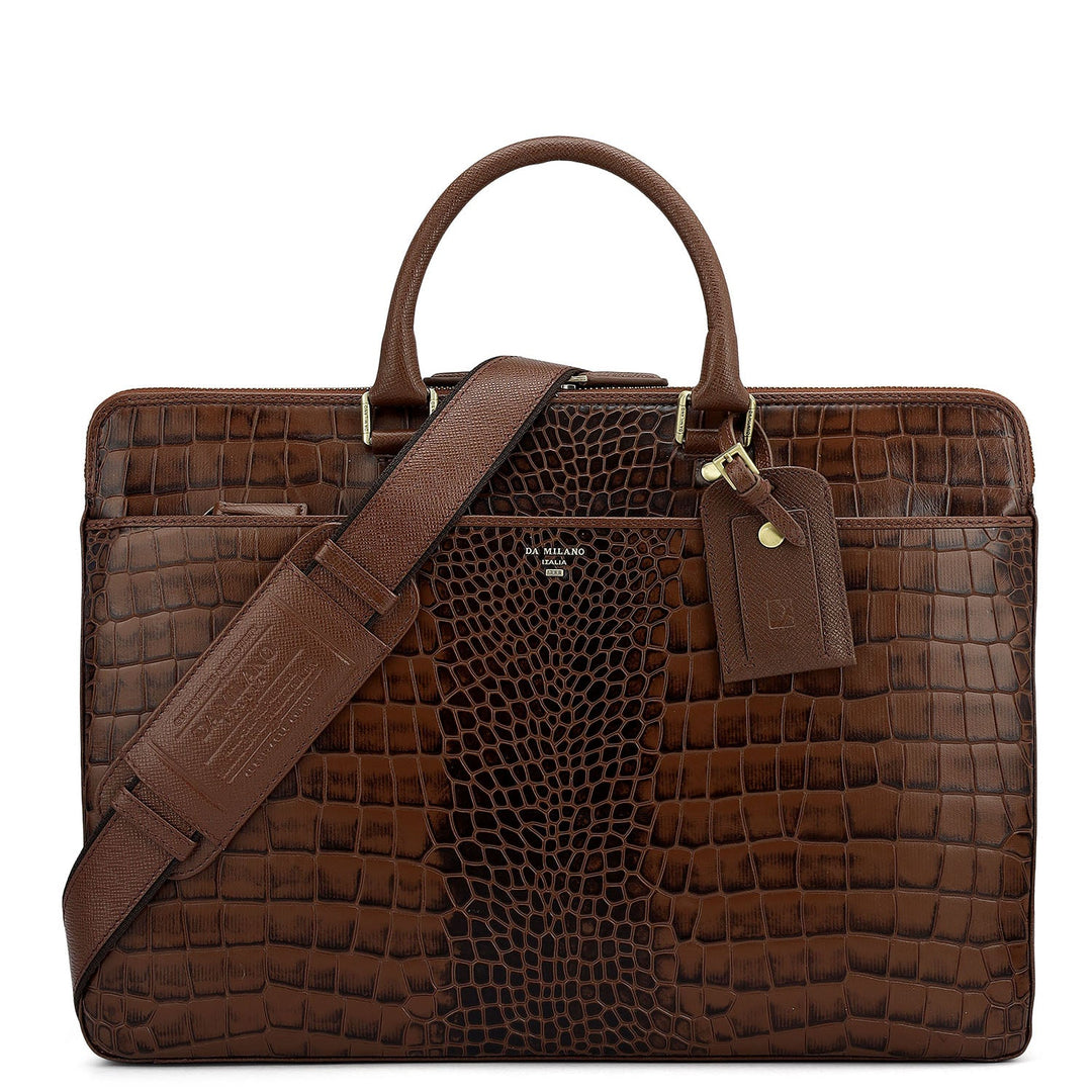 Croco Franzy Leather Laptop Bag - Date
