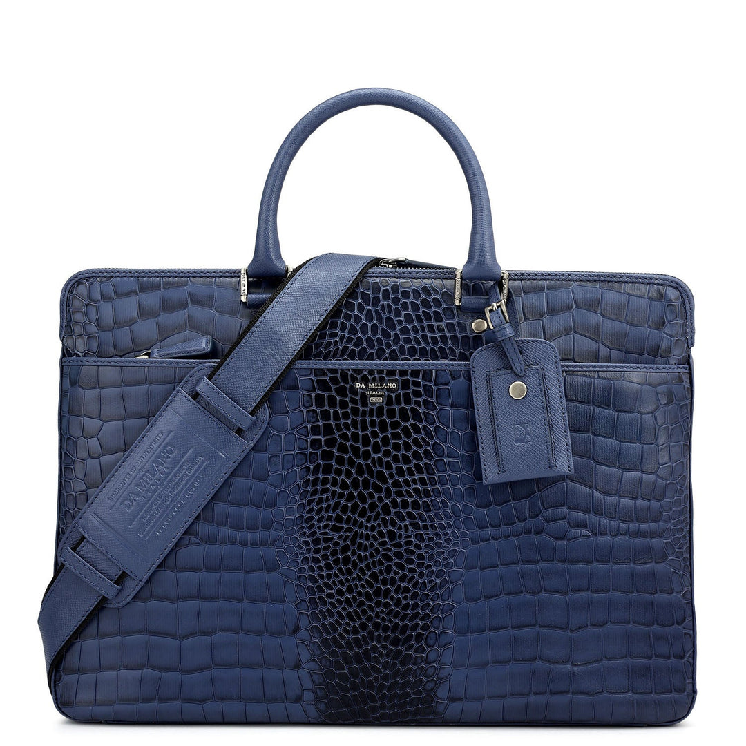 Croco Franzy Leather Laptop Bag - Stardust