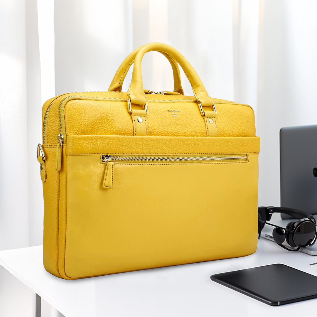 Wax Leather Laptop Bag - Mimosa