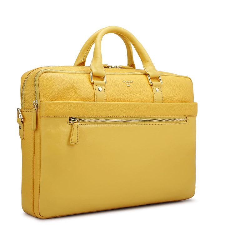 Wax Leather Laptop Bag - Mimosa