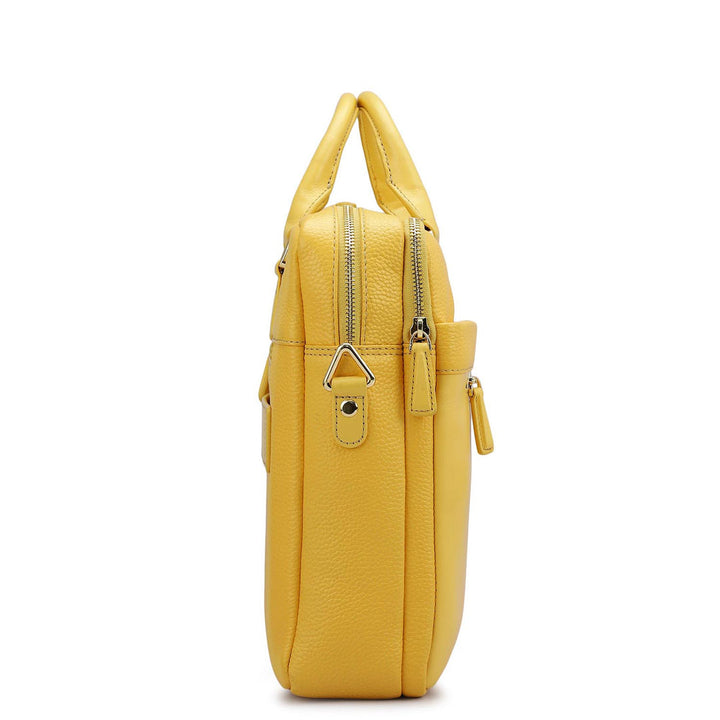 Wax Leather Laptop Bag - Mimosa