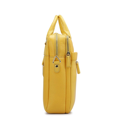 Wax Leather Laptop Bag - Mimosa