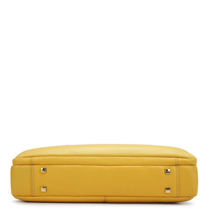 Wax Leather Laptop Bag - Mimosa