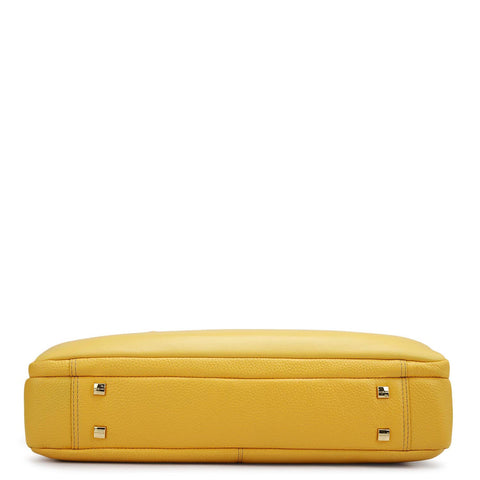 Wax Leather Laptop Bag - Mimosa