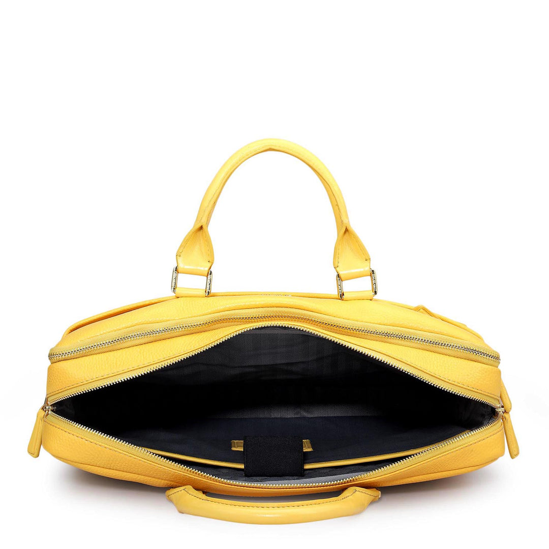 Wax Leather Laptop Bag - Mimosa