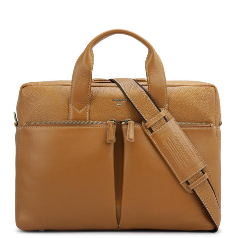 Wax Leather Laptop Bag - Caramel