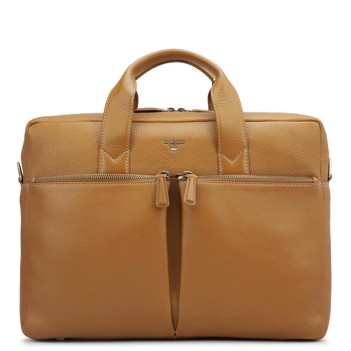 Wax Leather Laptop Bag - Caramel