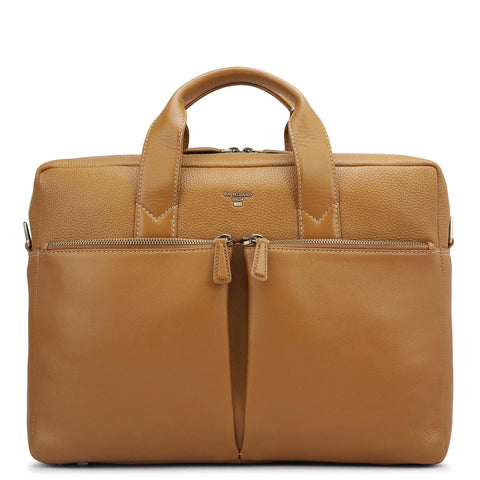 Wax Leather Laptop Bag - Caramel
