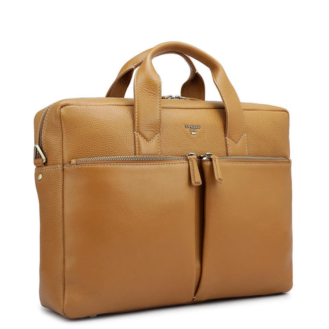 Wax Leather Laptop Bag - Caramel